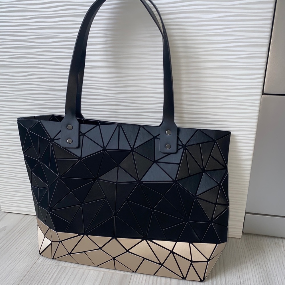 P.Luca matte black and tan geometric purse
